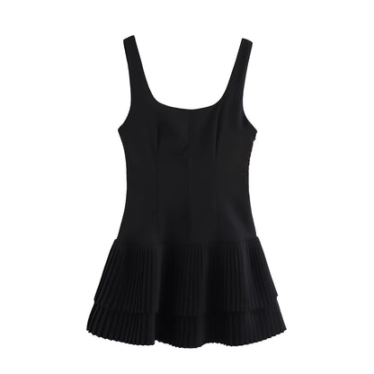 Spring Wide Pleated Slimming Strap Dress Dresses