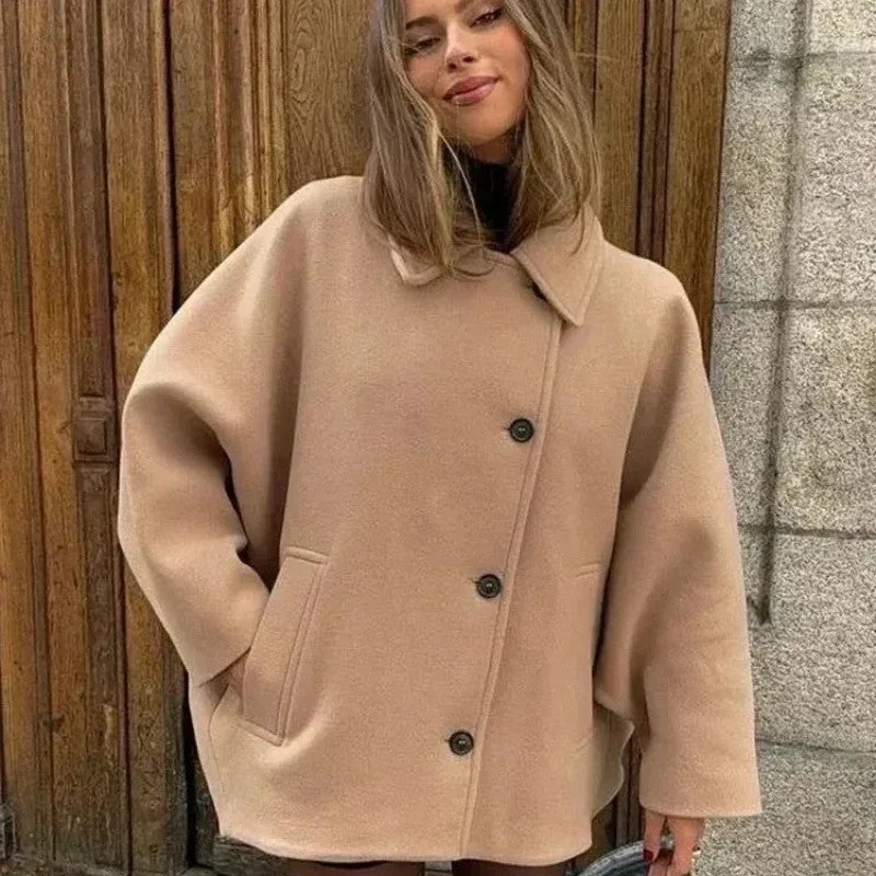 Slouchy Classic Single-breasted Lapel Loose Wool Jackets