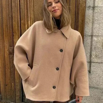 Slouchy Classic Single-breasted Lapel Loose Wool Jackets