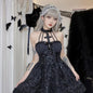 Women's Halloween Dress Winter Personality Cross Halter Dark Dresses