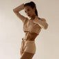 Women's Holiday Casual Striped Knitted Navel Sexy Suits