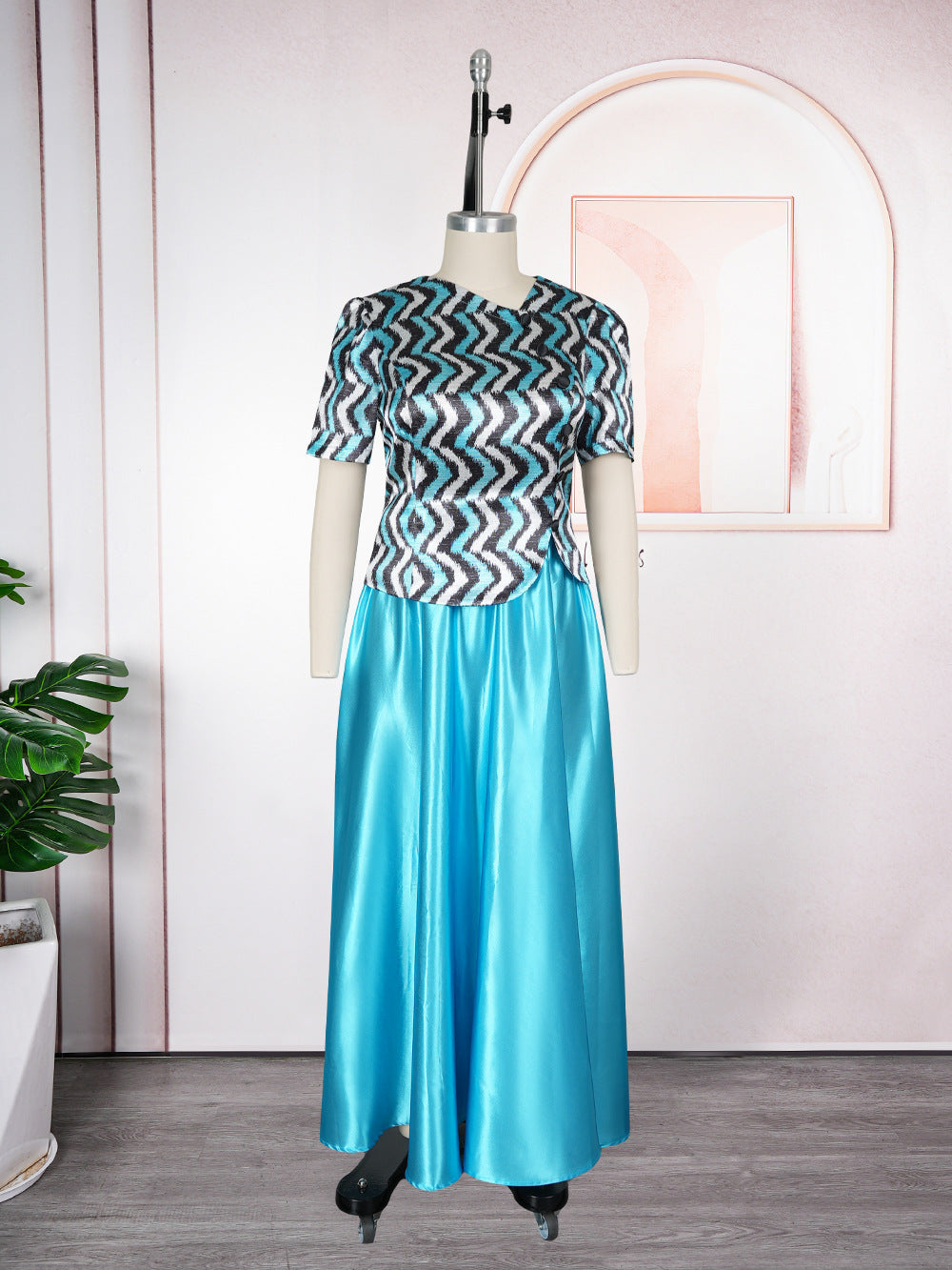 Women's T-shirt Dress African Wear Crystal Satin Dresses