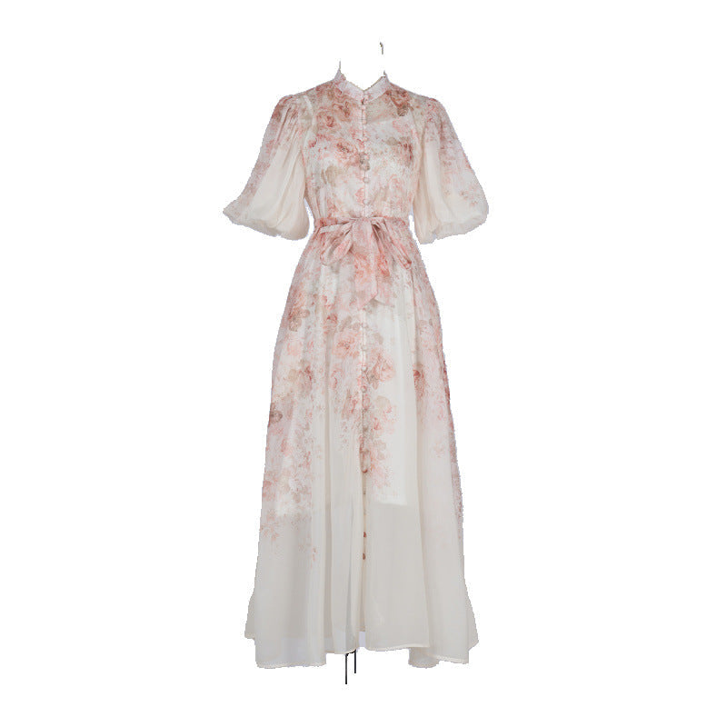 Women's Design Short-sleeved Long Dress Printed For Dresses