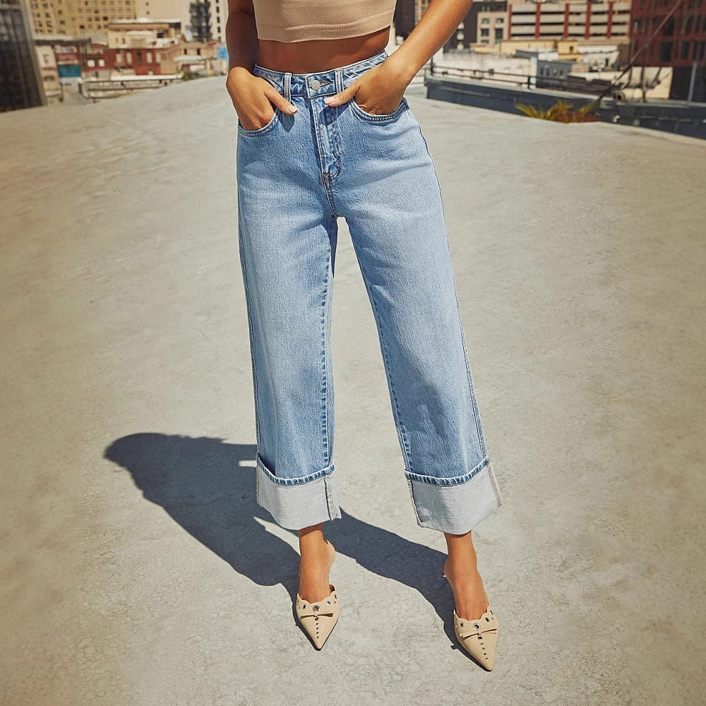 Women's Spring Elastic Straight Quality Retro High Jeans