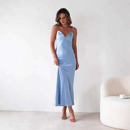 New Dress Strap Satin Fashion Backless Dresses