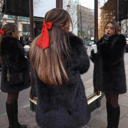 Fur Fashion Green Collar Warm Thickened Coats