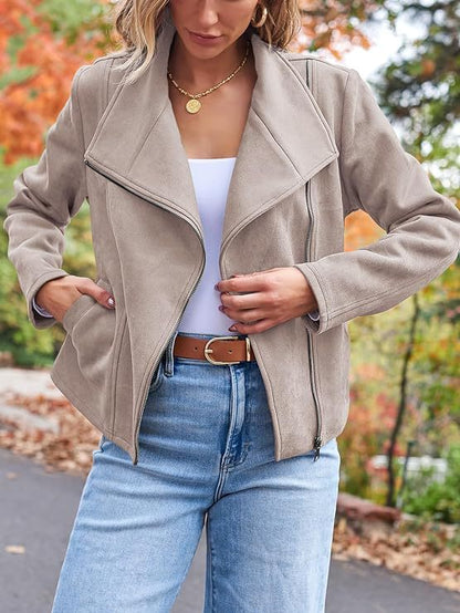 Classy Glamorous Fashion Casual Motorcycle Suede Coats