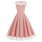 Round Neck Sleeveless Valentine's Day Mesh Embroidered Cherry Dresses