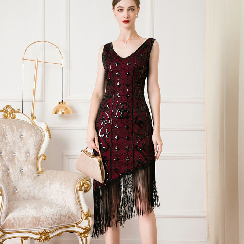 Party Sequin Bead Dress Ball Temperament Evening Dresses