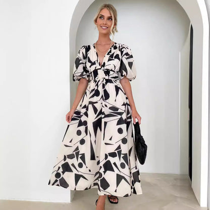 Women's Long Dress Summer Temperament Printed High-grade Dresses