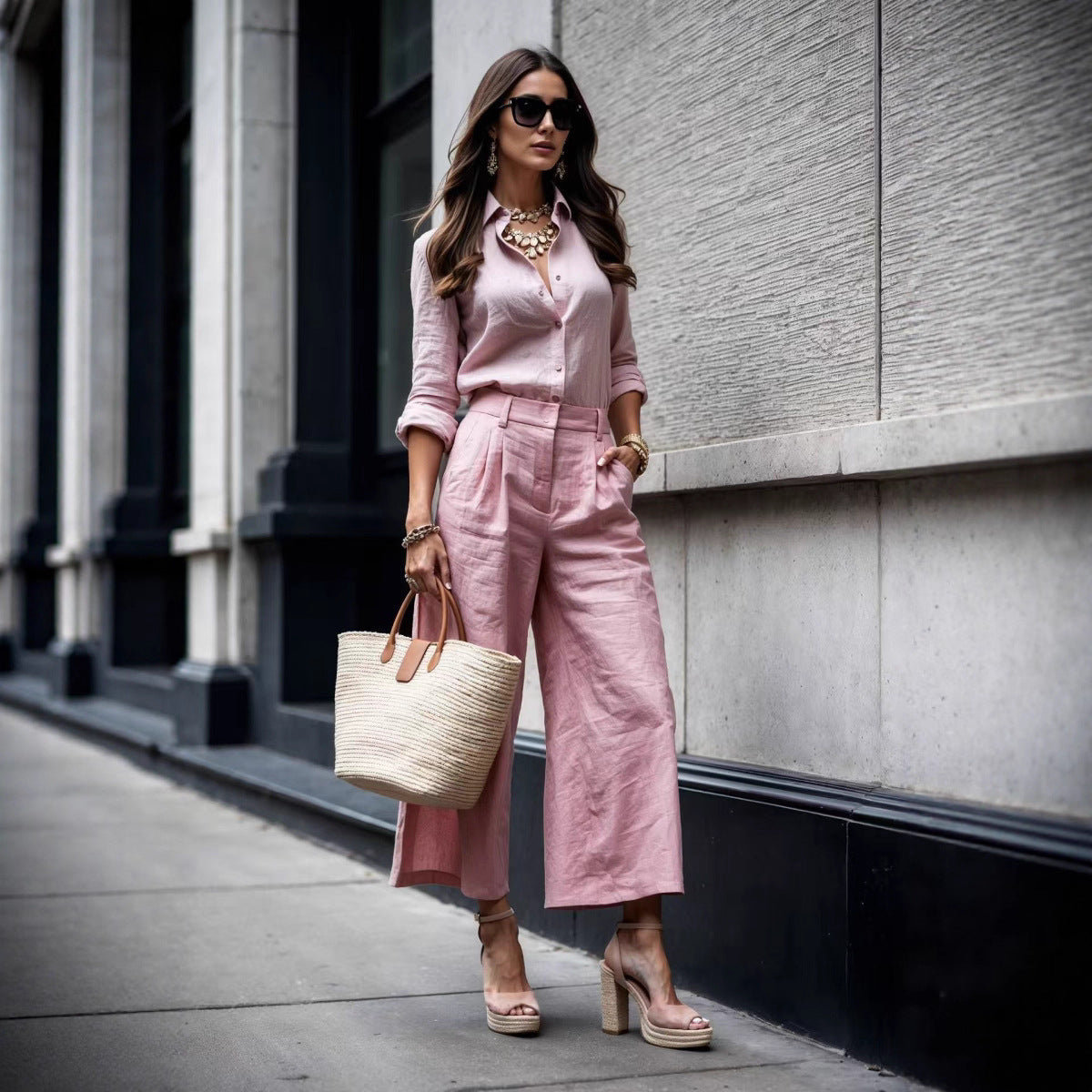 Women's Summer Fashion Minimalist Long Sleeve Loose Suits