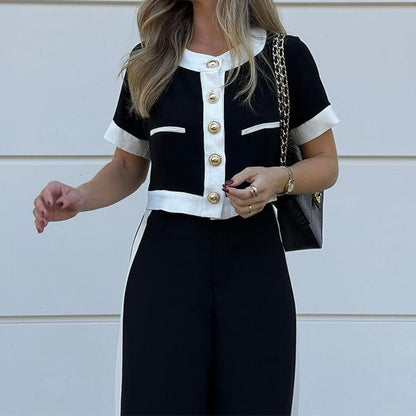 Women's Fashion Commuter T-shirt Style Two-piece Set Pants