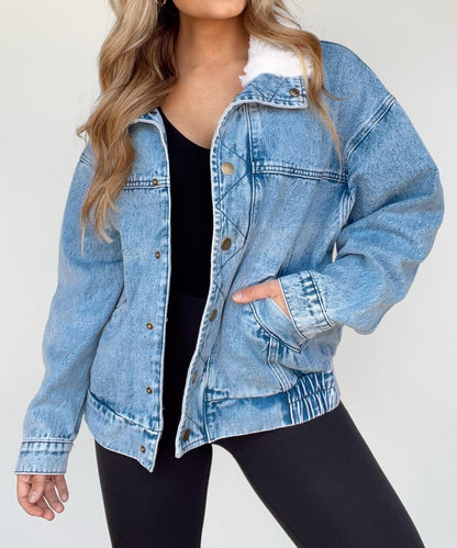 Cotton Loose Fur Collar Lapel Double Coats