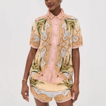 Popular Casual Fashion Linen Temperament Shirt Suits