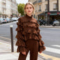 Women's Ruffled Shirt Autumn Niche Design Solid Color Blouses