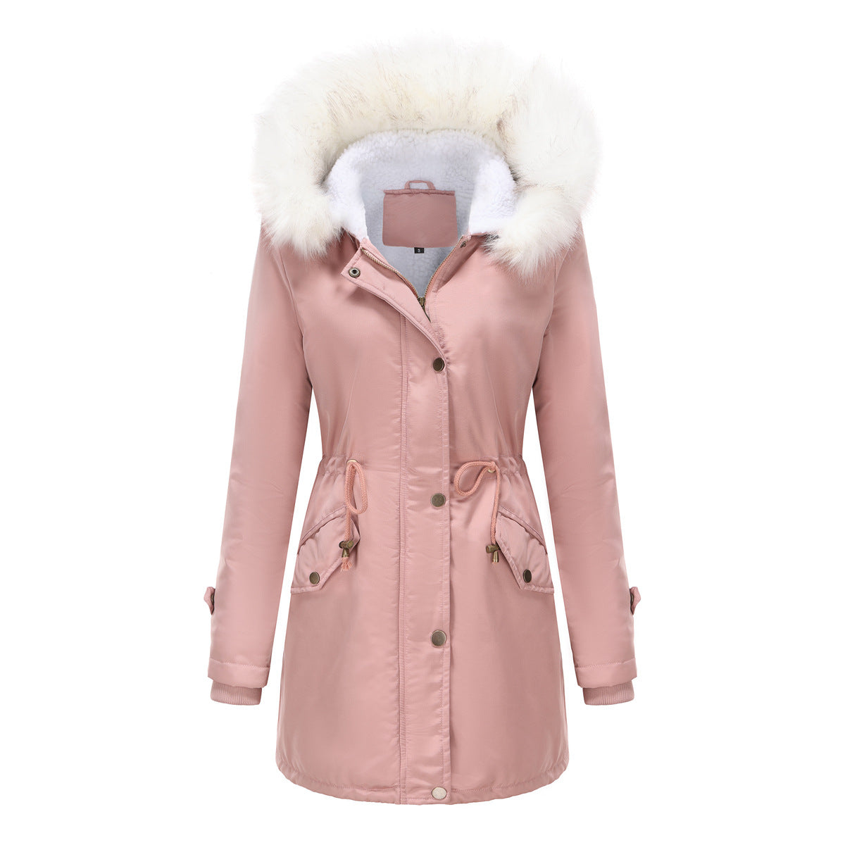 Women's Detachable Fur Collar Long-sleeved Hooded Coats