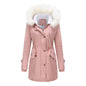 Women's Detachable Fur Collar Long-sleeved Hooded Coats