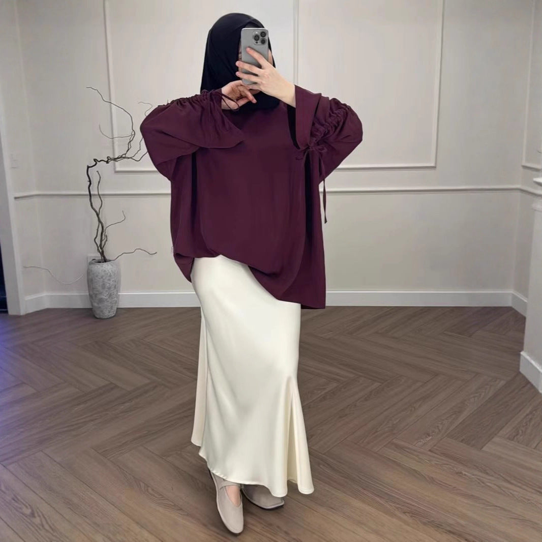 Muslim Lazy Loose Long Sleeve Contrast Suits