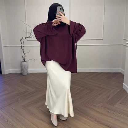 Muslim Lazy Loose Long Sleeve Contrast Suits