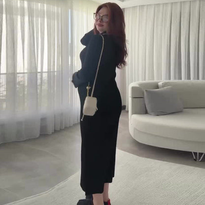 Women's Autumn Fashion Wear Slimming Long-sleeved Lapel Dresses