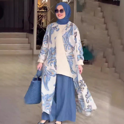 Women's Summer Fashion Printed Long Sleeve Loose Dresses