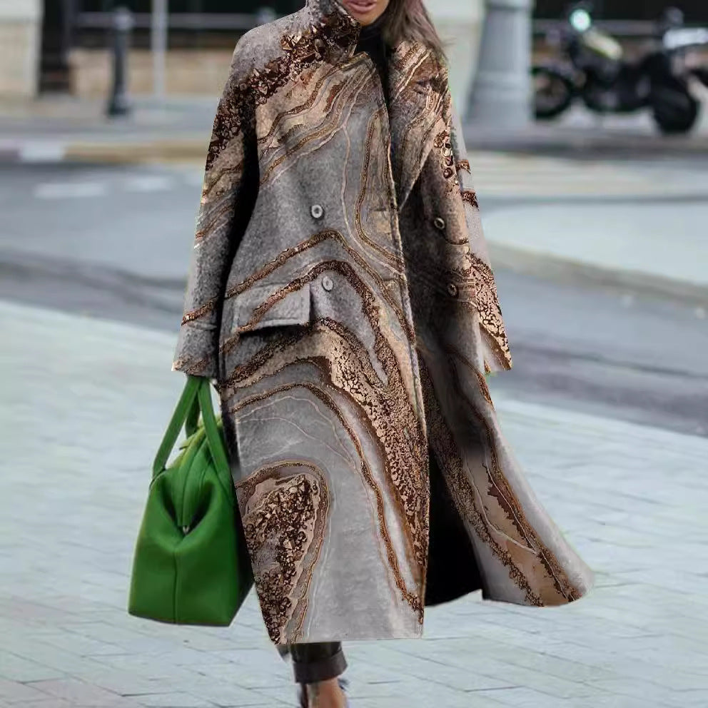 Printed Slim Fit Temperament Commute Pocket Coats