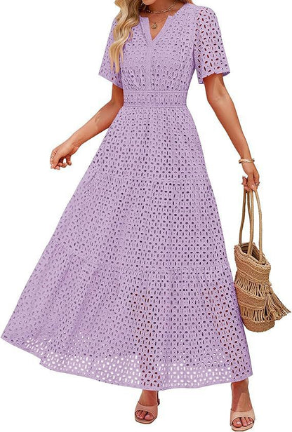 Women's A- Line Hollow Lace Cake Dress Dresses
