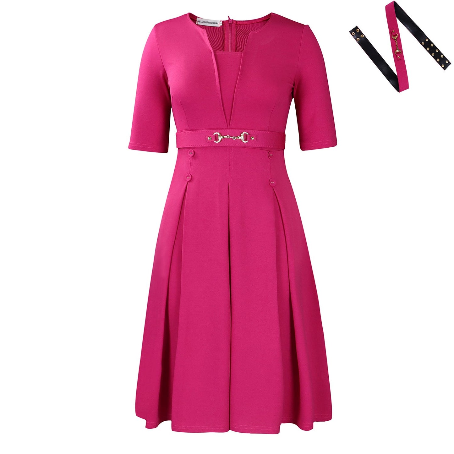 Women's Summer Sleeve Fashion Elegant Commuter Solid Color Dresses