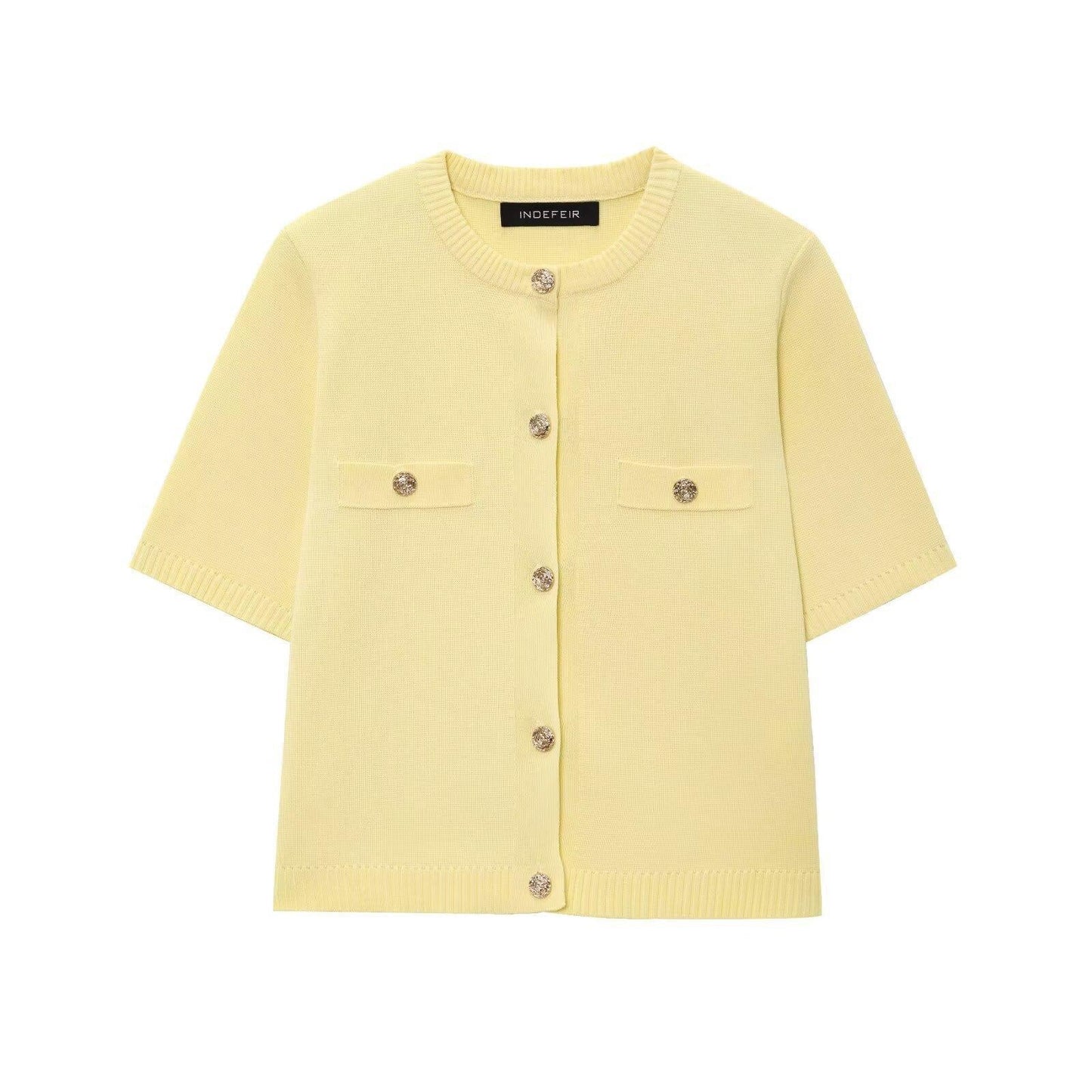 Women's Sleeve Knit Shirt Fashion Autumn Yellow Sweaters