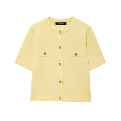 Women's Sleeve Knit Shirt Fashion Autumn Yellow Sweaters