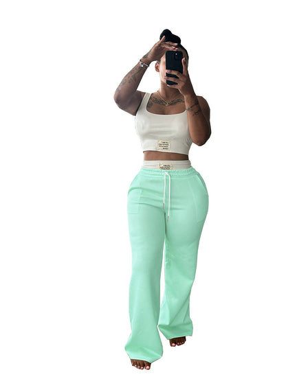 Women's Design Label Sports High Waist Drawstring Suits