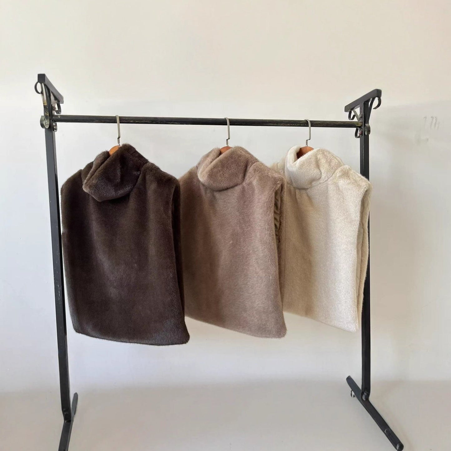 Warm Mink Fur Turtleneck Street Fashion Coats