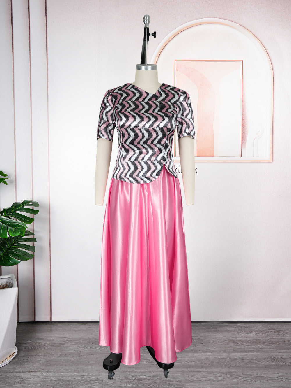 Women's T-shirt Dress African Wear Crystal Satin Dresses