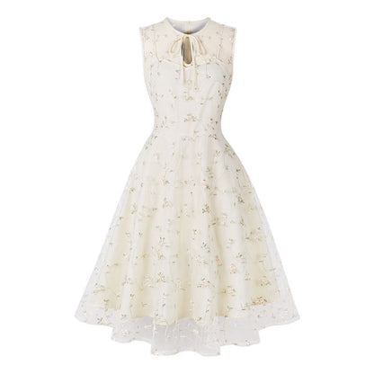Women's Summer Dress Waist Slimming Temperament Small Mesh Dresses