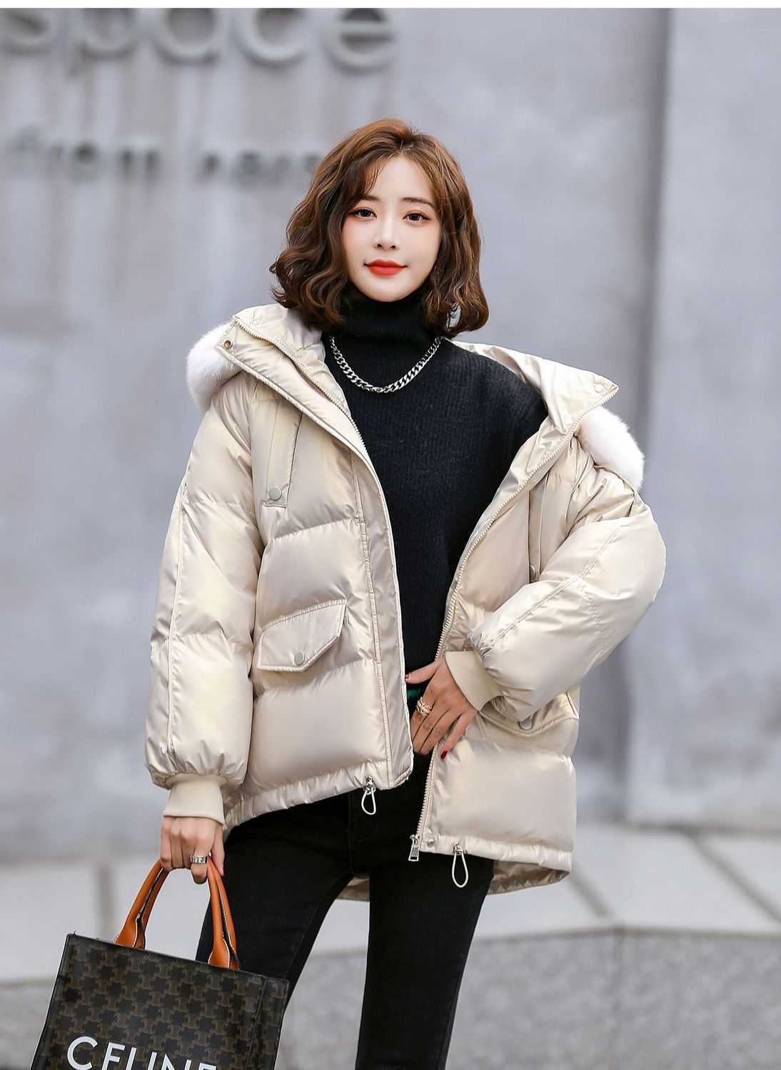 Women's Glossy Down Winter Thickened Warm Loose Coats