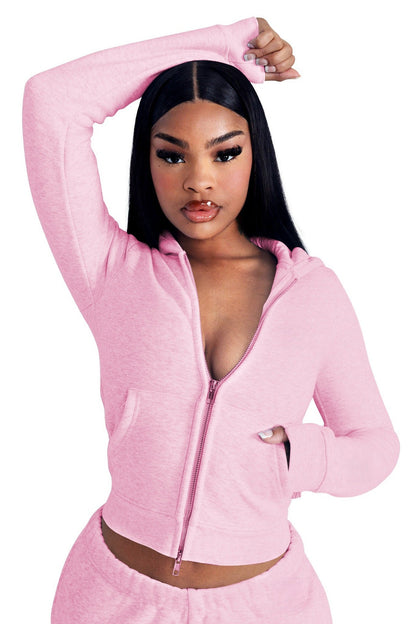Women's Fashion Elegant Hooded Double Open Two-piece Suits
