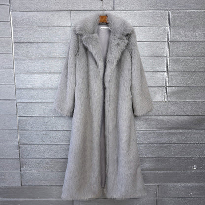 Women's Imitation Plush Furry Fur Extended Collar Coats