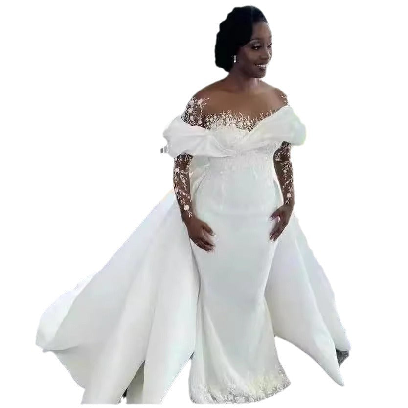 Pure White African Bridal Mermaid Fishtail Wedding Dresses