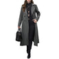 Women's Lapel Woolen Lace Up Double Breasted Extended Coats