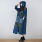 Washed-out Vintage Extended Denim Artistic Stitching Hooded Coats