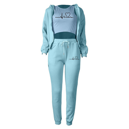 Women's Fashion Wear Brushed Hoody Hooded Leisure Suits