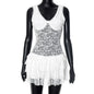 Women's Summer Exquisite Strap Transparent Lace Ruffled Dresses