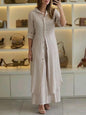 Linen Tight Waist Long Shirt Wide Suits