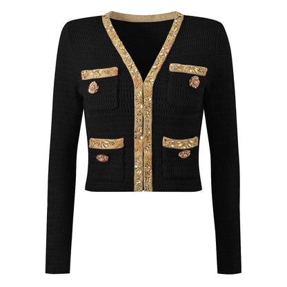 High Quality Fashion Knitted Sequin Bead Coats