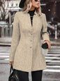 Women's Solid Color Stand Collar Button Trench Coats