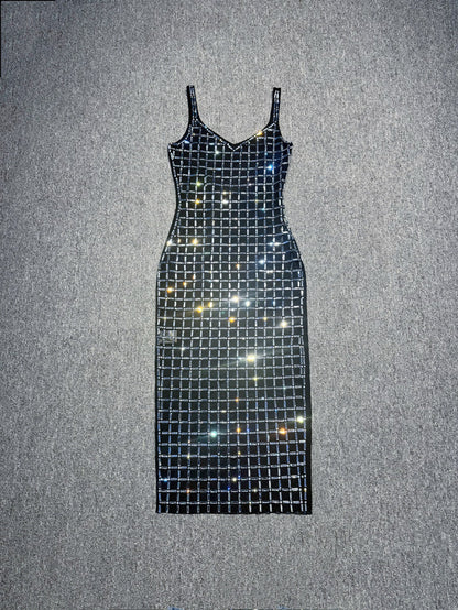 Women's Color Rhinestone Backless Light Luxury Minority Banquet Birthday Sexy Dresses