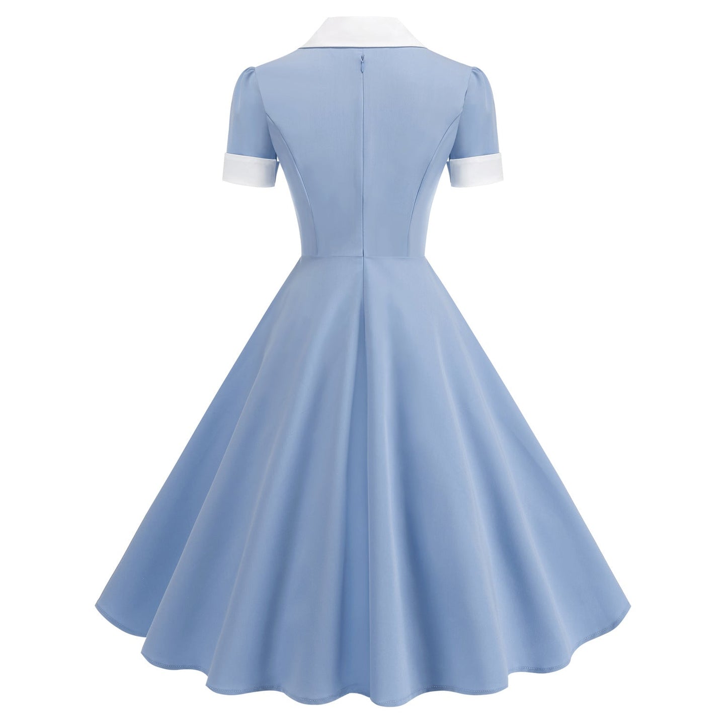 Lady Like Woman Contrast Color Collar High Waist Suits
