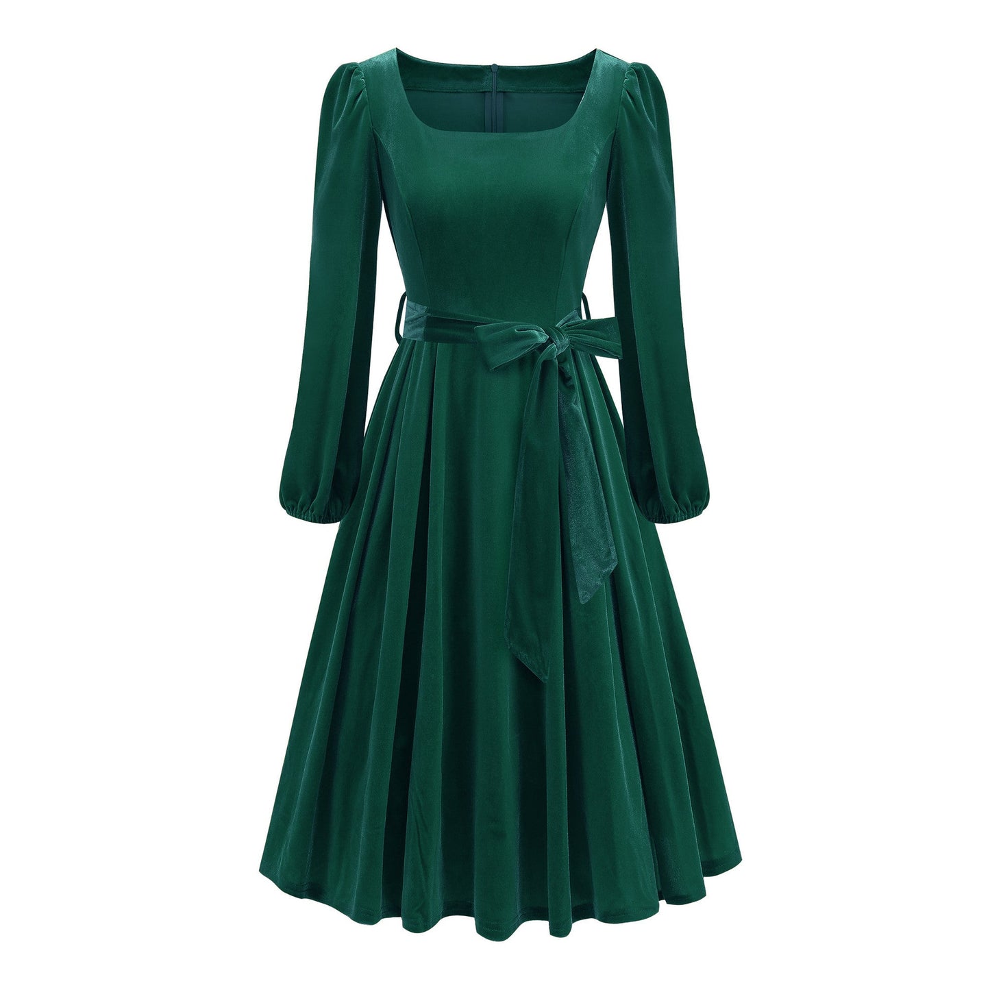 Women's Gold Veet Square Collar Christmas Long Dresses