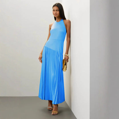 Women's Summer Fashion Casual Pleated Cloth Halter Dresses