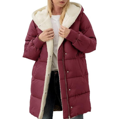 Hooded Cotton Long Sleeve Double-sided Veet Slim Coats